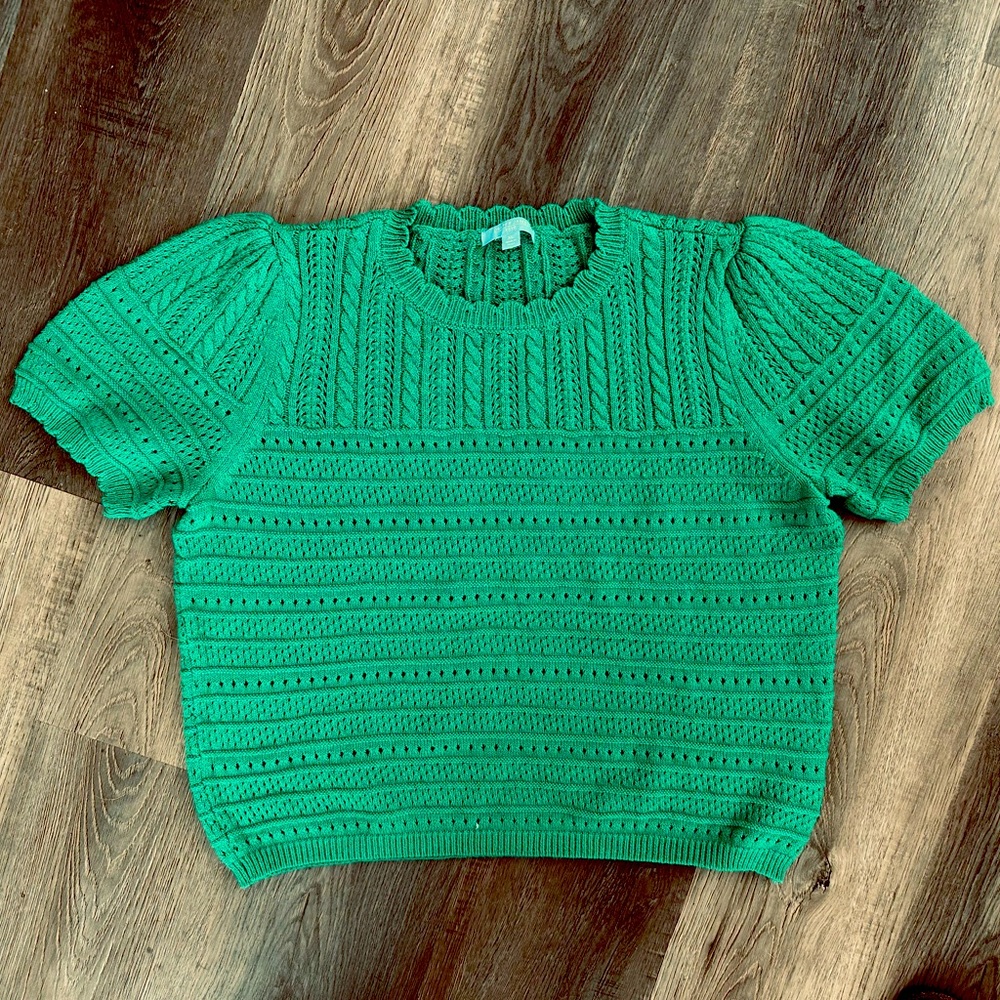 Draper James Green Crew Neck Sweater